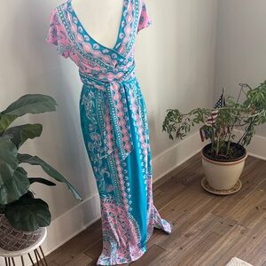 Lilly Pulitzer Pink and Blue Maxi Dress